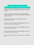 CRRN Spinal Cord Injuries Questions with Accurate Answers