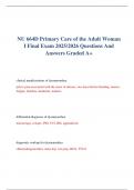 NU 664D Primary Care of the Adult Woman I Final Exam 2025&sol;2026 Questions And Answers Graded A&plus;