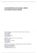 ACCOUNTING 201 EXAM 1 WITH ACCURATE SOLUTIONS