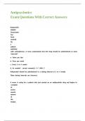 Antipsychotics Exam Questions With Correct Answers