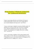 Dosage Calculation 3&period;0 Medication Administration Test &ndash; questions and corrected ans-a&plus;