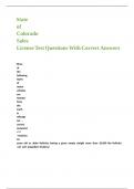 State of Colorado Sales License Test Questions With Correct Answers&period;