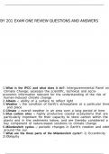 BY 201 Exam One Review questions and answers