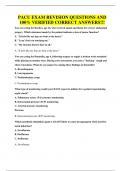 PACU EXAM REVISION QUESTIONS AND 100&percnt; VERIFIED CORRECT ANSWERS
