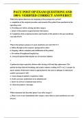 PACU POST OP EXAM QUESTIONS AND 100&percnt; VERIFIED CORRECT ANSWERS&excl;&excl;