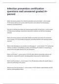 Infection prevention certification questions well answered graded A&plus; passed