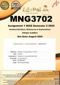 MNG3702 Assignment 1 &lpar;COMPLETE ANSWERS&rpar; Semester 2 2025  - DUE  August 2025