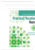 TEST BANK FOR Contemporary Practical&sol;Vocational Nursing 9th Edition by Corinne Kurzen&comma; Anna LaVon Barrett ISBN&colon; 978-1975136215 COMPLETE GUIDE ALL CHAPTERS COVERED WITH RATIONALES 100&percnt; VERIFIED A&plus; GRADE ASSURED&excl;&excl;&excl;&excl;&excl;NEW LATEST UPDATE&excl;&excl;&excl;&excl;&excl;