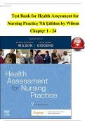 Test Bank For Health Assessment for Nursing Practice&comma; 7th Edition by Susan F Wilson&comma; Jean Foret Giddens All Chapters 1-24