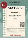 MAT2612 Assignment 3 &lpar;872315&rpar;&vert;EXPERT SOLUTIONS&vert;2025