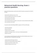 Behavioral Health Nursing&colon; Exam 1 practice questions with correct detailed answers guaranteed pass&period;