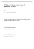 CRL Exam Study questions well answered passed