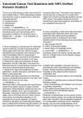 Colorectal Cancer Test Questions with 100&percnt; Verified Answers Graded A