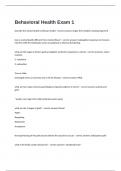 Behavioral Health Exam 1 Examples Questions And Answers Solved Graded A&plus;&period;