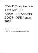 COM3703 Assignment 1 &lpar;COMPLETE ANSWERS&rpar; Semester 2 2025 - DUE August 2025