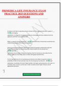 PRIMERICA LIFE INSURANCE EXAM PRACTICE 2025 QUESTIONS AND ANSWERS