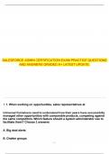 SALESFORCE ADMIN CERTIFICATION EXAM PRACTICE QUESTIONS AND ANSWERS GRADED A&plus; LATEST UPDATE&period;