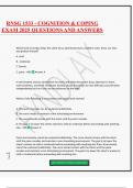 RNSG 1533 - COGNITION & COPING EXAM 2025 QUESTIONS AND ANSWER