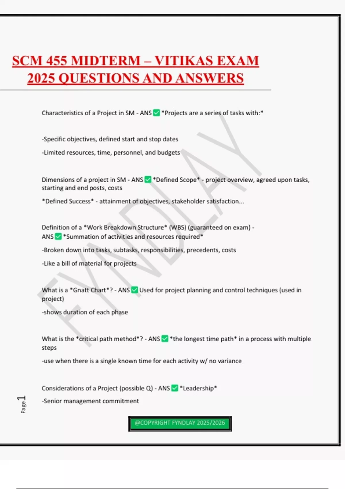 SCM 455 MIDTERM – VITIKAS EXAM 2025 QUESTIONS AND ANSWERS - SCM 455 ...