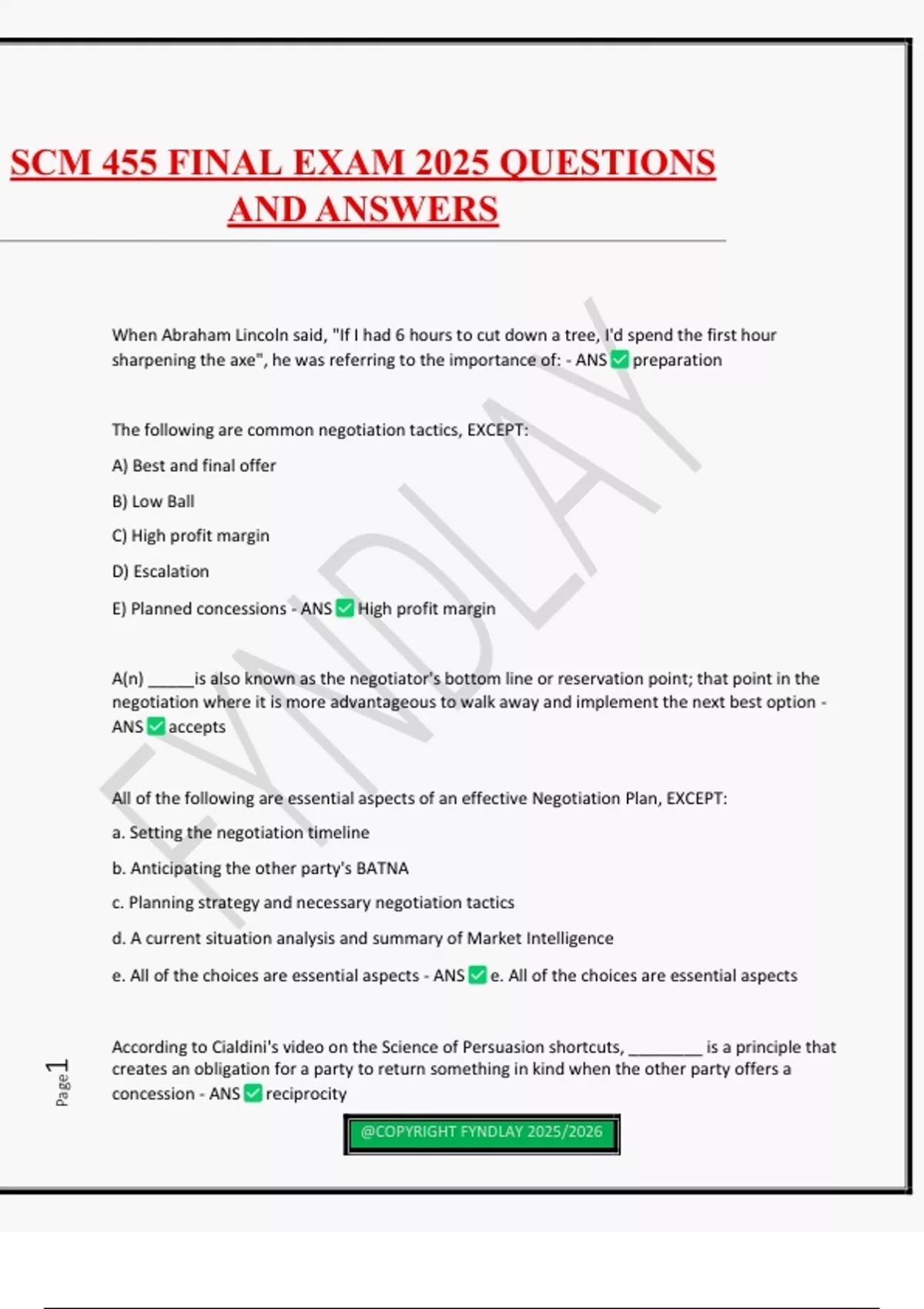 SCM 455 FINAL EXAM 2025 QUESTIONS AND ANSWERS - SCM 455 - Stuvia US
