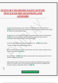 STATE OF COLORADO SALES LICENSE TEST EXAM 2025 QUESTIONS AND ANSWERS