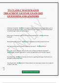 TX CLASS C WASTEWATER TREATMENT LICENSE EXAM 2025 QUESTIONS AND ANSWERS