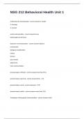 NSG 212 Behavioral Health Unit 1 Certification Review Exam Questions And Answers Well Elaborated&period;