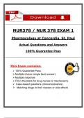 NUR 378 Exam 1 &ndash; Pharmacology &ndash; 2025 Actual Questions and Answers &vert; Concordia University St&period; Paul