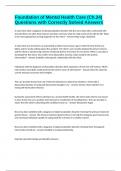 Foundation of Mental Health Care &lpar;Ch&period;24&rpar; Questions with Correctly Solved Answers