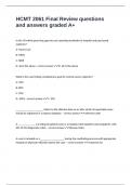 HCMT 2061 Final Review questions and answers graded A&plus;