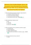 Optometry Final Verified Multiple Choice and  Conceptual Actual Emended Exam Questions  With Reviewed 100&percnt; Correct Detailed Answers   Guaranteed Pass&excl;&excl;Current Update&excl;&excl;