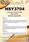 HSY3704 Assignment 1 &lpar;COMPLETE ANSWERS&rpar; Semester 2 2025  - DUE August 2025