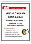 NUR 390 Exam 1&comma; 2&comma; 3 &ndash; Nursing Care of Adults &ndash; 2025 Actual Questions & Answers &ndash; Concordia University St&period; Paul