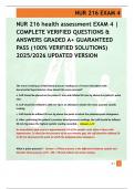 NUR 216 health assessment EXAM 4 &vert;  COMPLETE VERIFIED QUESTIONS &  ANSWERS GRADED A&plus; GUARANTEED  PASS &lpar;100&percnt; VERIFIED SOLUTIONS&rpar;  2025&sol;2026 UPDATED VERSION 