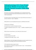 Pathophysiology NYU Final &lpar;PrepU Questions Weeks 8-11&rpar; Exam And Already Passed Answers 2025-2026 Updated&period;