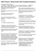 A&P 2 Exam 1 Study Guide with Complete Solutions