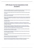 CPH Exam Correct Questions And Answers