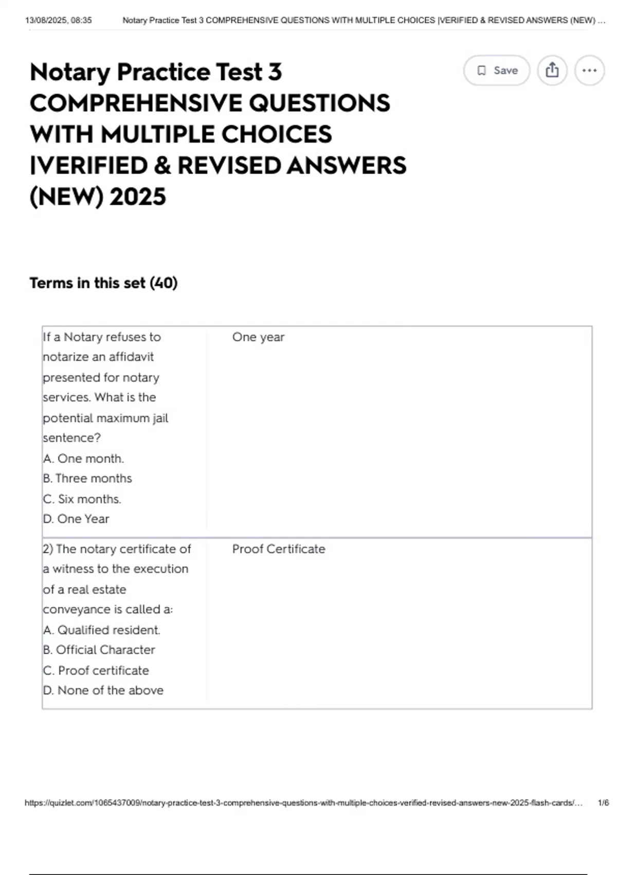 Notary Practice Test 3 COMPREHENSIVE QUESTIONS WITH MULTIPLE CHOICES ...