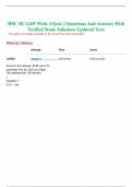 HSC HCA205 Week 4 Quiz 2 Questions And Answers With Verified Study Solutions Updated Tests
