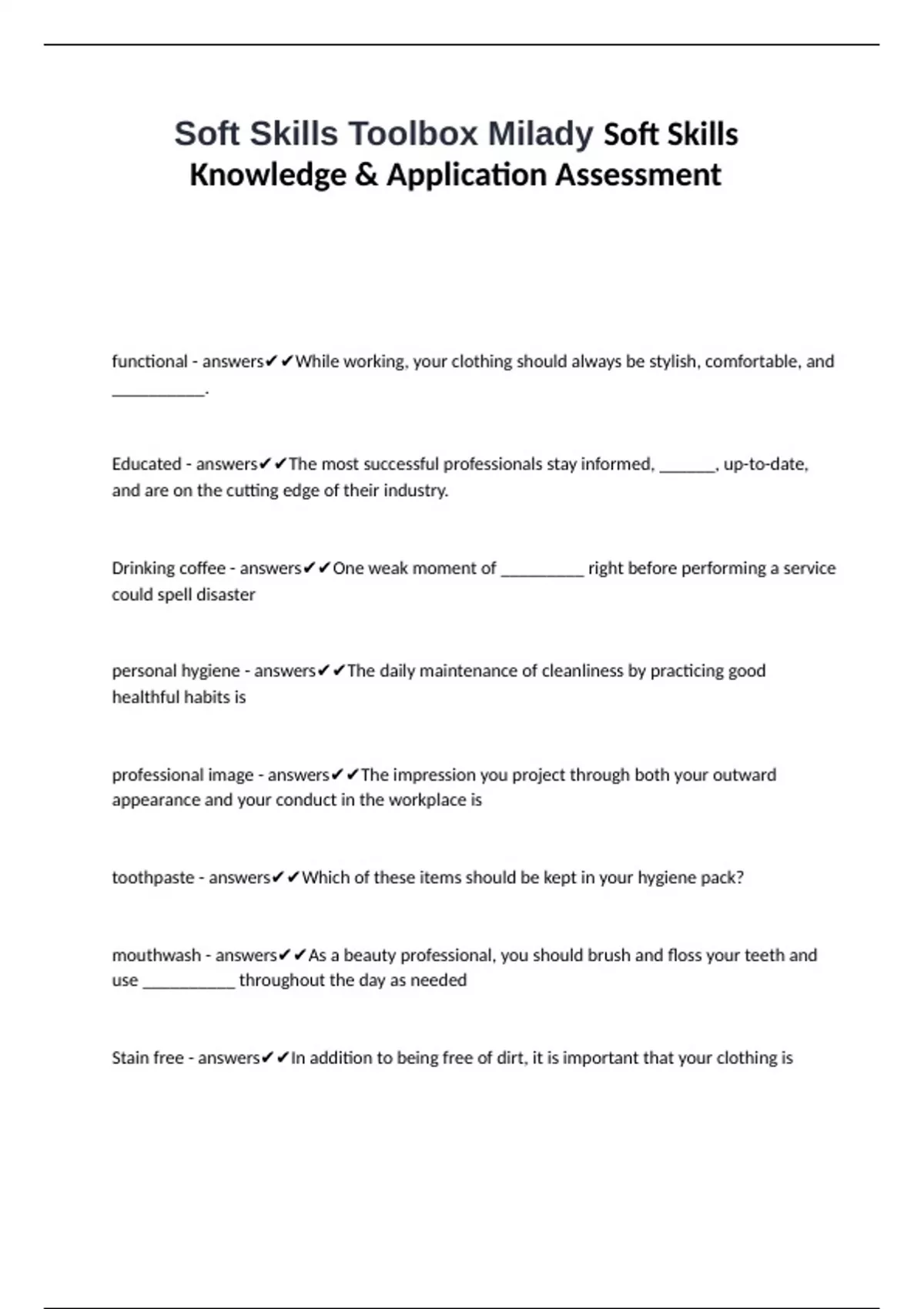 Soft Skills Toolbox Milady Soft Skills Knowledge & Application ...