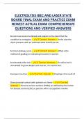 ELECTROLYSIS IBEC AND LASER STATE BOARD FINAL EXAM AND PRACTICE EXAM NEWEST ACTUAL EXAM COMPREHENSIVE QUESTIONS AND VERIFIED ANSWERS 