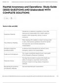 HazMat Awareness and Operations- Study Guide &lpar;2025&rpar; QUESTIONS AND &lpar;elaborated&rpar; WITH COMPLETE SOLUTIONS