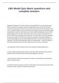 LBO Model Quiz Basic questions and complete answers