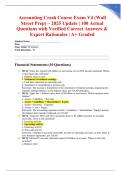 Accounting Crash Course Exam V4 &lpar;Wall Street Prep&rpar; &ndash; 2025 Update &vert; 100 Actual Questions with Verified Correct Answers & Expert Rationales &vert; A&plus; Graded