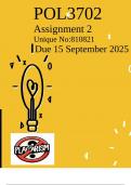 POL3702 Assignment 2 Semester 1 (810821)(COMPLETE ANSWERS)- Due 15 September 2025