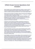 CPACC Exam Correct Questions And Answers