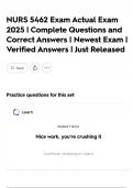 NURS 5462 Exam Actual Exam 2025 &vert; Complete Questions and Correct Answers &vert; Newest Exam &vert; Verified Answers &vert; Just Released
