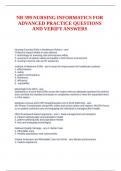 NR 599 NURSING INFORMATICS FOR ADVANCED PRACTICE QUESTIONS AND VERIFY ANSWERS