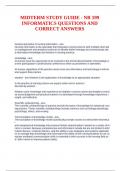 MIDTERM STUDY GUIDE - NR 599 INFORMATICS QUESTIONS AND CORRECT ANSWERS
