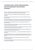 cna final exam review 100 questions Correct Questions And Solved Answers